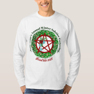 Winter Solstice Gathering Yule Pentacle Wreath T-shirt