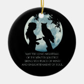 Winter Solstice Girl en Owl Moon Keramisch Ornament (Voorkant)