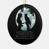 Winter Solstice Girl en Owl Moon Keramisch Ornament (Links)