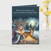 Winter Solstice Godin en Herten Wenskaart Kaart (Gele Bloem)