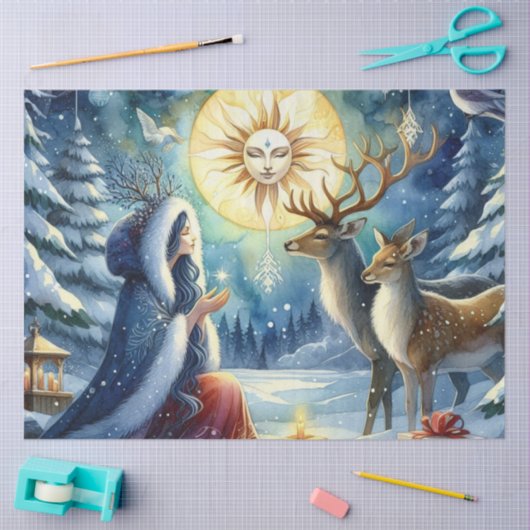 Winter Solstice Godin Forest-Deer tissue papier (Craft)