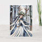 Winter Solstice Godin in het bos Feestdagen Kaart (Voorkant)