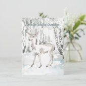 Winter Solstice Greeting Woodland Forest Deer Kaart (Staand voorkant)