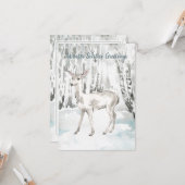 Winter Solstice Greeting Woodland Forest Deer Kaart (Voorkant / Achterkant in situ)
