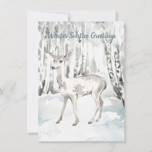 Winter Solstice Greeting Woodland Forest Deer Kaart