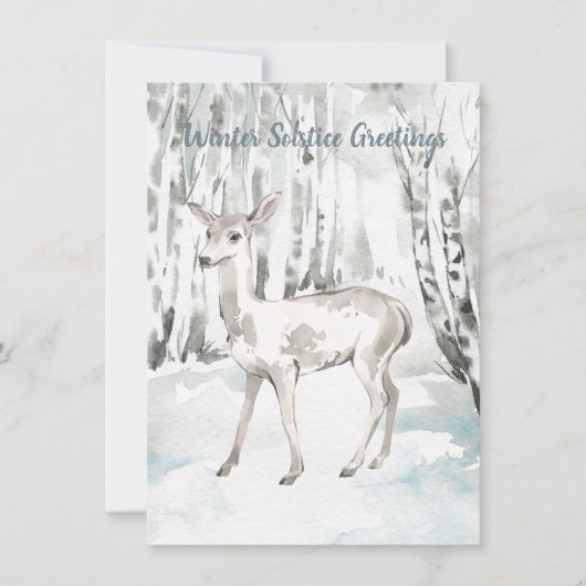 Winter Solstice Greeting Woodland Forest Deer Kaart (Voorkant)