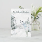 Winter Solstice Greeting Woodland Forest Wolf Card Kaart (Staand voorkant)