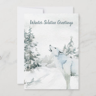Winter Solstice Greeting Woodland Forest Wolf Card Kaart