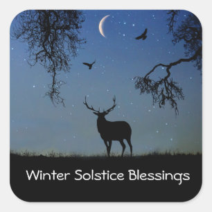 Winter Solstice Holiday Elk Vierkante Sticker