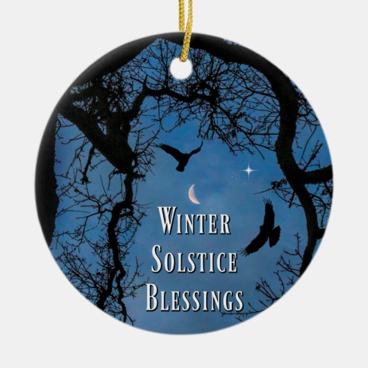 Winter Solstice Holiday Ornament met Ravens (Voorkant)