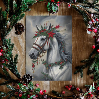 Winter Solstice Horse Yule White Mare Feestdagen Kaart