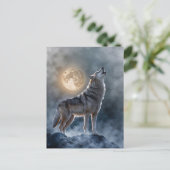 Winter Solstice Howling Wolf Moon Feestdagenkaart (Staand voorkant)