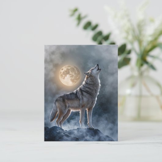 Winter Solstice Howling Wolf Moon Feestdagenkaart (Staand voorkant)