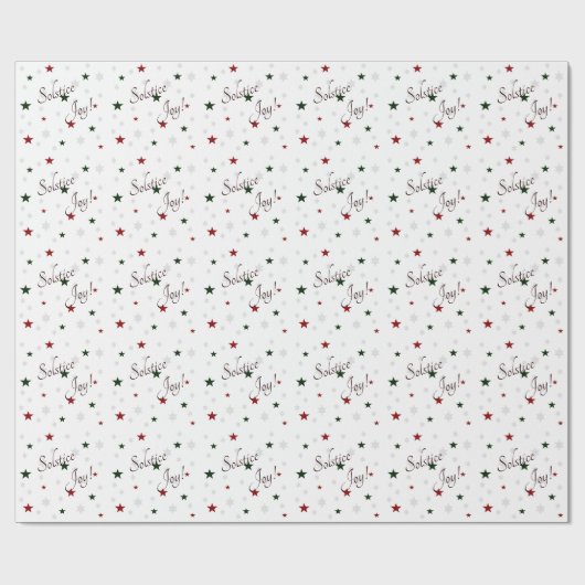 Winter Solstice Joy Red en Green Stars Cadeaupapier (Vlak)