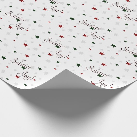 Winter Solstice Joy Red en Green Stars Cadeaupapier (Hoek)