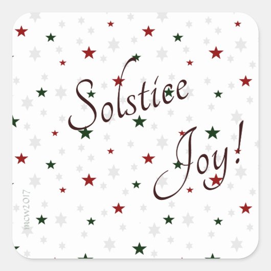 Winter Solstice Joy Red en Green Stars Vierkante Sticker (Voorkant)
