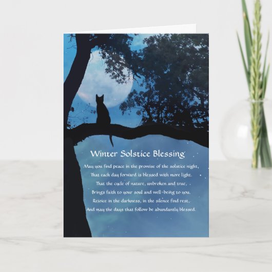 Winter Solstice Kat Blessings Holiday Kaart (Voorkant)