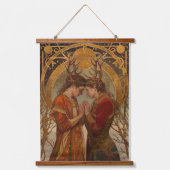 Winter Solstice Liefhebbers Hout Topped Wandtapijt Hangend Wandkleed (Voorkant)