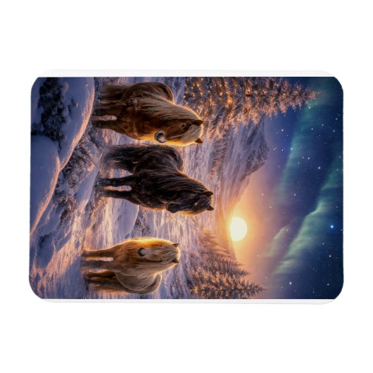 Winter Solstice Magic with Icelandic Horses Magneet (Horizontaal)