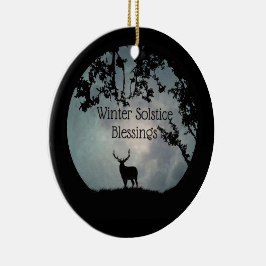 Winter Solstice met Elk en Moon Keramisch Ornament (Rechts)