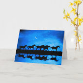 Winter Solstice met paarden en Nightsky Kaart (Gele Bloem)