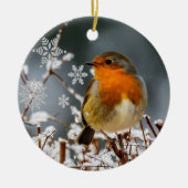 Winter Solstice met Robin Bird Ceramic Ornament (Voorkant)