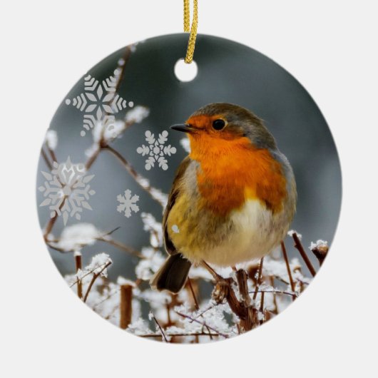Winter Solstice met Robin Bird Ceramic Ornament (Voorkant)