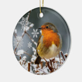 Winter Solstice met Robin Bird Ceramic Ornament (Links)
