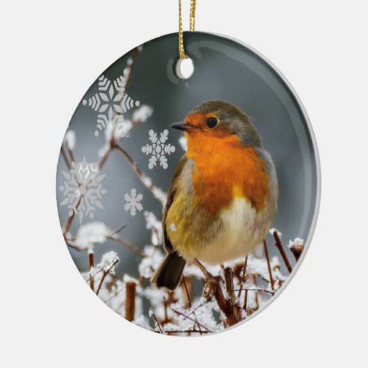 Winter Solstice met Robin Bird Ceramic Ornament (Links)