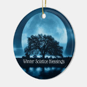 Winter Solstice Oak Tree and Big Full Moon Keramisch Ornament (Links)