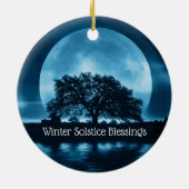 Winter Solstice Oak Tree and Big Full Moon Keramisch Ornament (Achterkant)