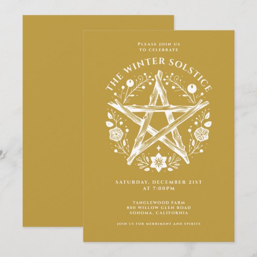 Winter Solstice Party Gold Uitnodiging (Voorkant / Achterkant)