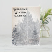 Winter Solstice Party Uitnodiging kale bomen (Staand voorkant)