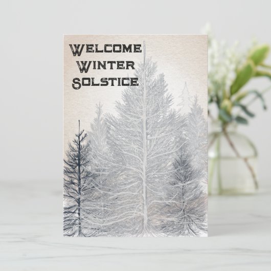 Winter Solstice Party Uitnodiging kale bomen (Staand voorkant)