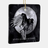 Winter Solstice Raven Crow en Moon Keramisch Ornament (Rechts)