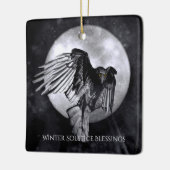 Winter Solstice Raven Crow en Moon Keramisch Ornament (Links)