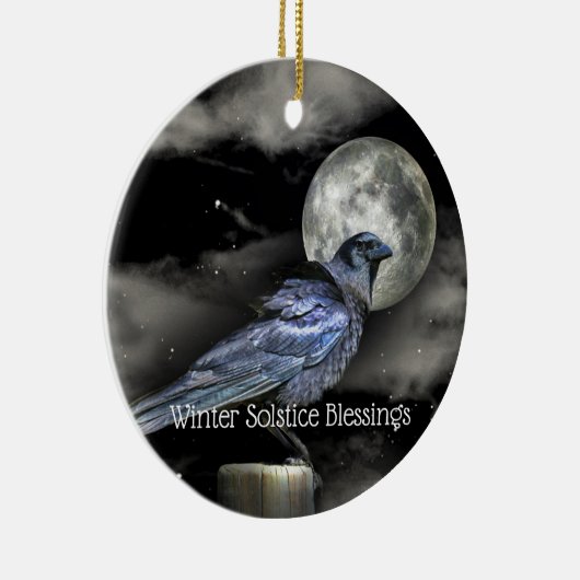 Winter Solstice Raven Crow Moon Pagan Keramisch Ornament (Rechts)