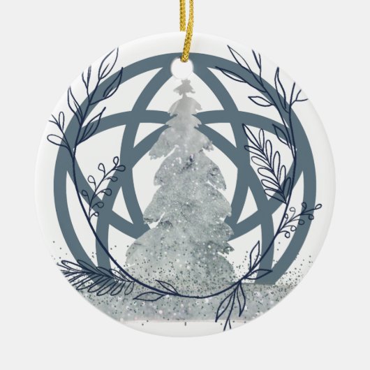 Winter Solstice Sneeuwglitter Tree Aangepaste naam Keramisch Ornament (Voorkant)