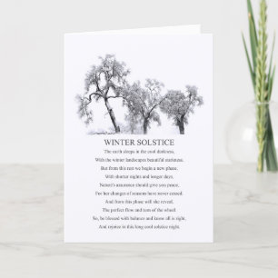Winter Solstice Snow and Trees Blessings Poem Card Kaart