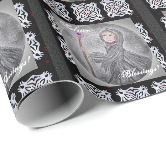 Winter Solstice Snow Maker Witch Pagan Cadeaupapier (Rol Hoek)