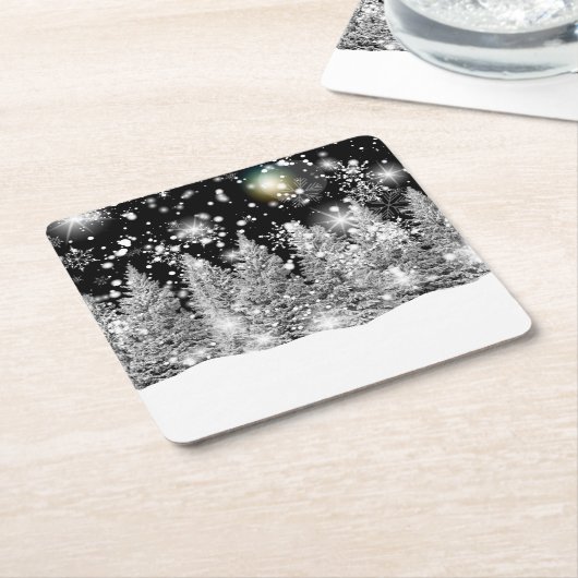 Winter Solstice Snowfall Kartonnen Onderzetters (Schuin)
