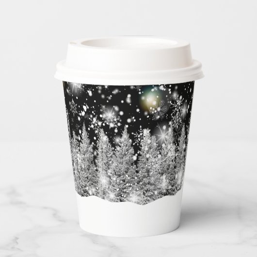 Winter Solstice Snowfall Papieren Bekers (Achterkant)