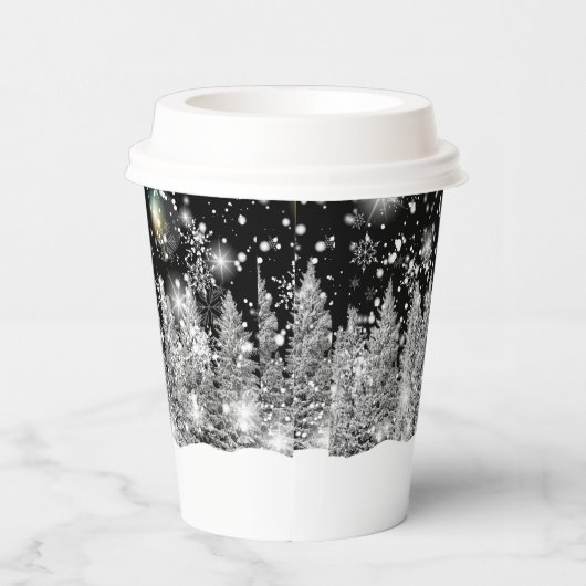 Winter Solstice Snowfall Papieren Bekers (Rechts)