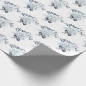 Winter Solstice Snowflake Yule Navy & White Cadeaupapier (Hoek)
