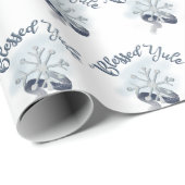 Winter Solstice Snowflake Yule Navy & White Cadeaupapier (Rol Hoek)