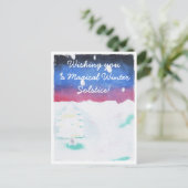 Winter Solstice Snowy Scene Yule Briefkaart (Staand voorkant)