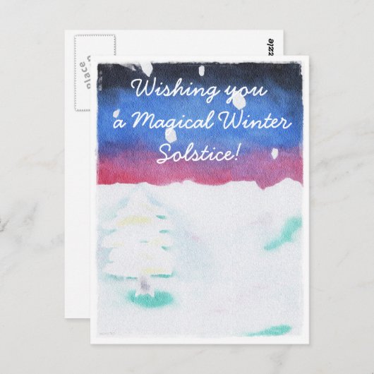 Winter Solstice Snowy Scene Yule Briefkaart (Voorkant / Achterkant)