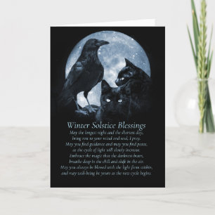 Winter Solstice Spiritueel Poem Raven Cats Moon Kaart