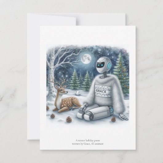 Winter Solstice Tech AI Robot Holiday Kaart (Achterkant)