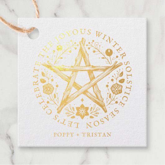 Winter Solstice Twig Star Pentacle Wicca Bedankjes Labels (Voorkant)